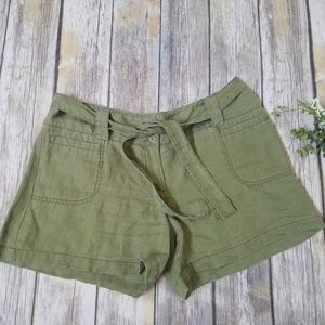 Anthropologie Hei Hei Green Linen Shorts